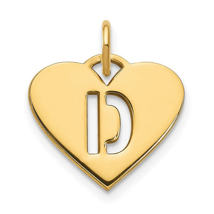 14k Yellow Gold Initial Letter D Initial Charm Pendant