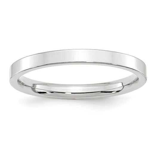14k White Gold 2.5mm Standard Weight Flat Comfort Fit Wedding Band Size 5