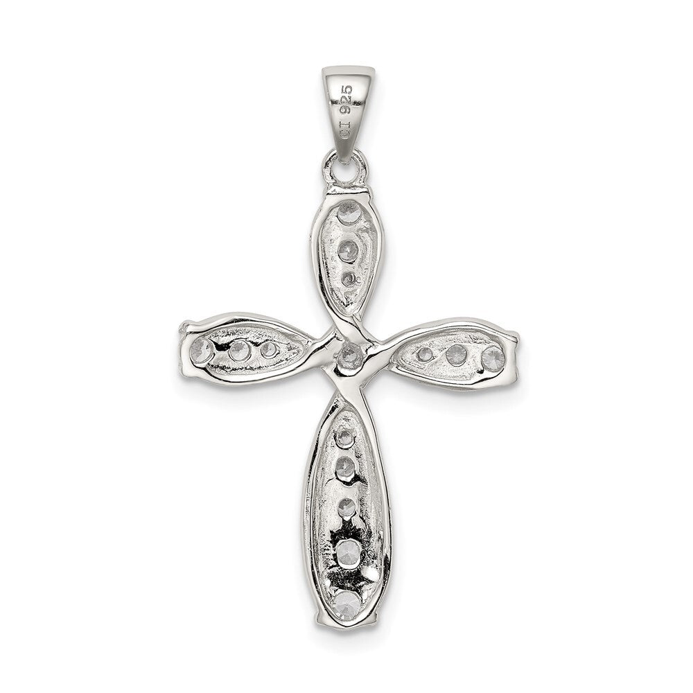 Sterling Silver Rhodium-plated Cubic Zirconia Cross Pendant