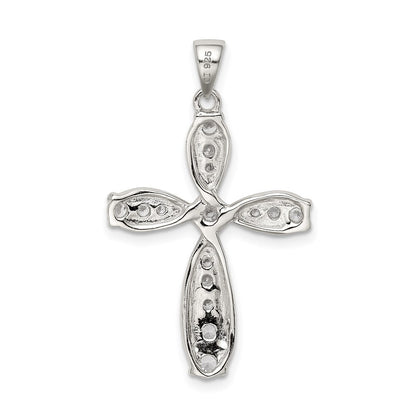 Sterling Silver Rhodium-plated Cubic Zirconia Cross Pendant