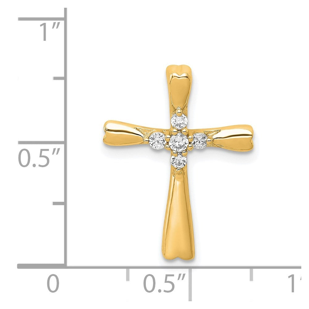 14k Yellow Gold Diamond Cross Slide Pendant