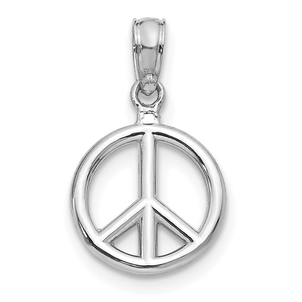 14k White Gold Polished Peace Symbol Pendant for Women