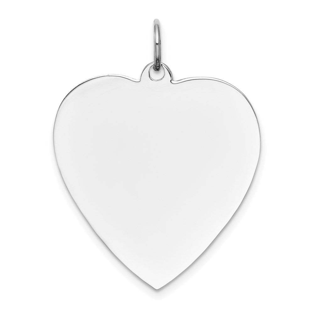 14k White Gold Plain .013 Gauge Engravable Heart Charm