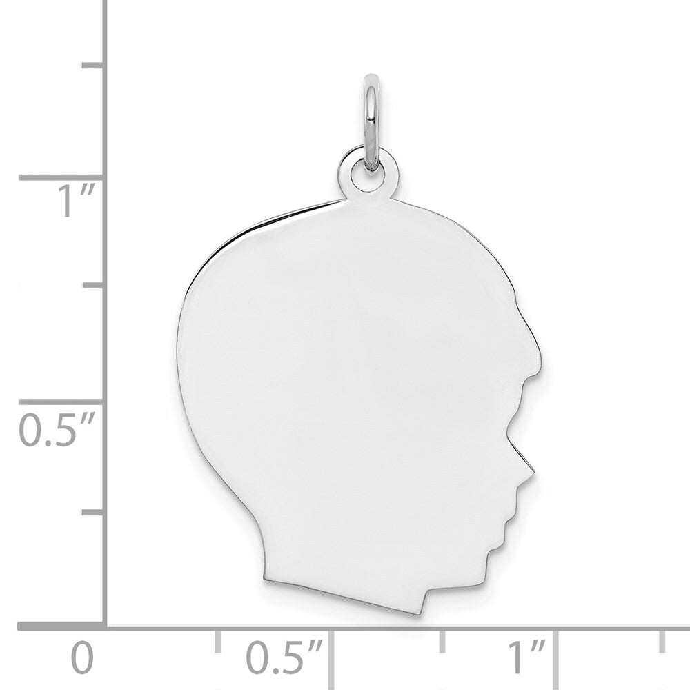 Sterl Silver Rh-plt Engraveable Boy Polished Front/Satin Back Disc Charm