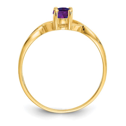 14K Yellow Gold Amethyst Birthstone Ring