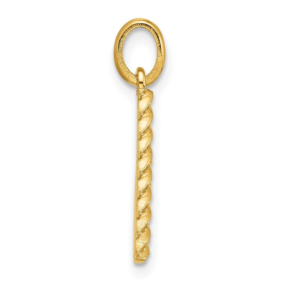 14k Yellow Gold Fancy Twist Letter V Pendant for Women