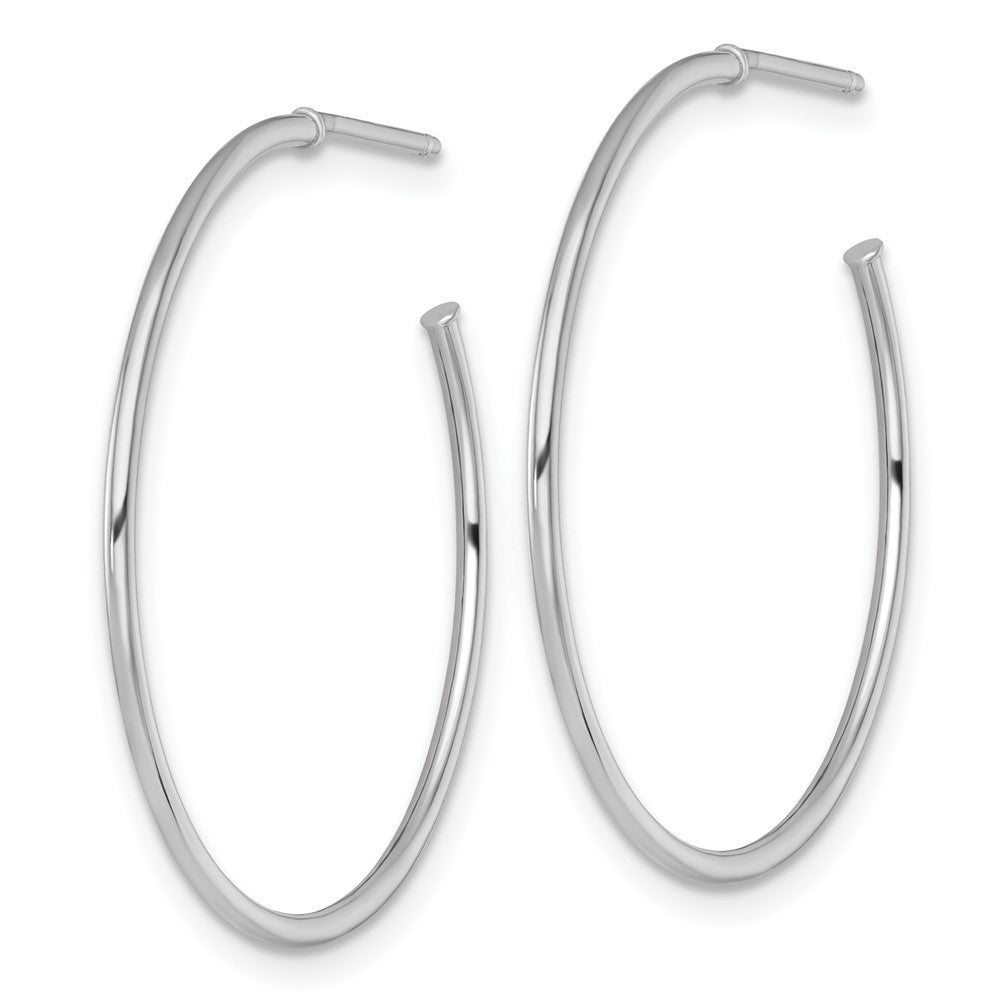 14k White Gold Polished 1.2 x 30mm Solid C-Hoop Earrings