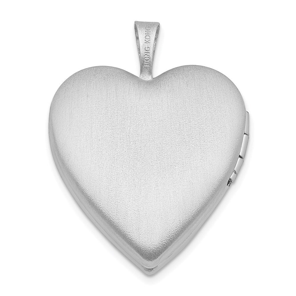 Sterling Silver Rhod-pltd 21mm Satin/Polished Heart Wings Heart Locket