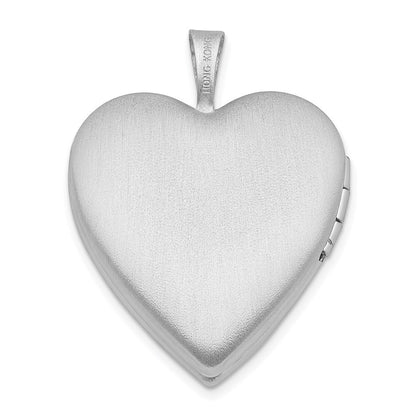 Sterling Silver Rhod-pltd 21mm Satin/Polished Heart Wings Heart Locket