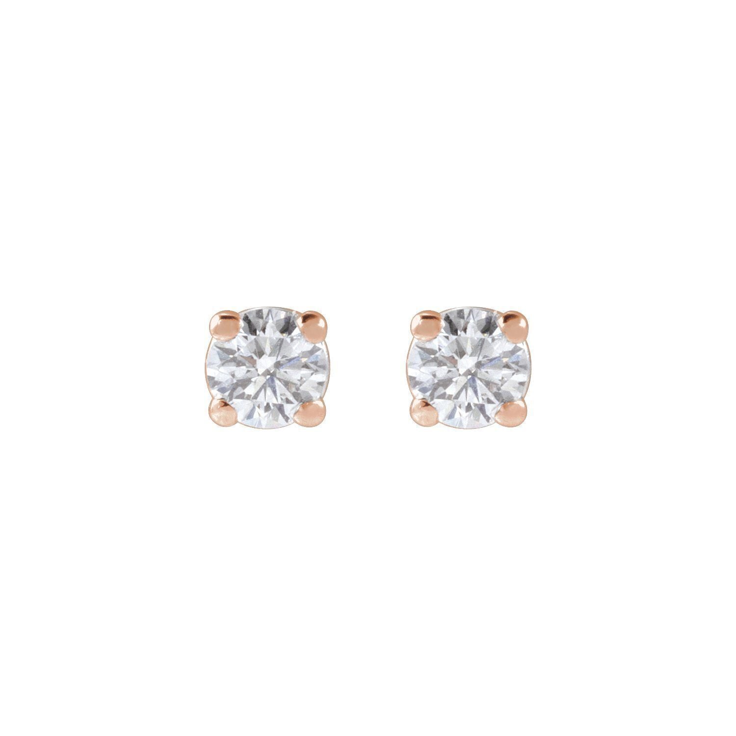 14k Rose Gold 1/5 CTW Lab-Grown Diamond Stud Earrings Fine Jewelry for Women