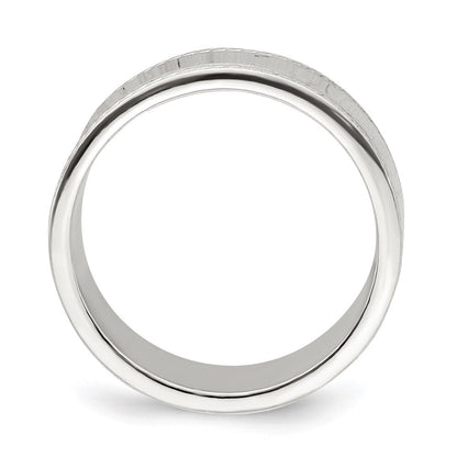Sterling Silver 7mm Flat with Rope Edge Size 9 Band