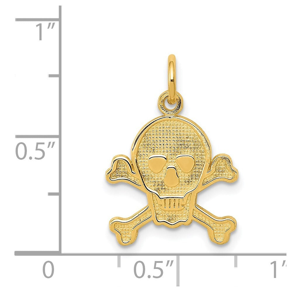 14k Yellow Gold Skull and Bones Charm Pendant for Women