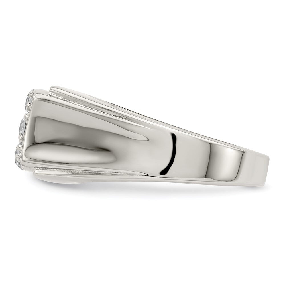 Sterling Silver Rhodium-plated Men's Cubic Zirconia Ring Size 11