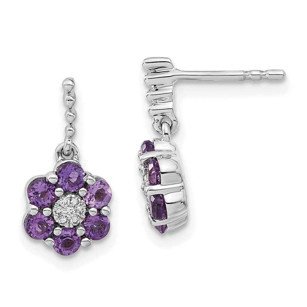 14k White Gold Amethyst and Diamond Drop & Dangle Earrings