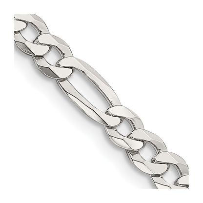 Sterling Silver 4.5mm Lightweight Flat Figaro Chain Necklace