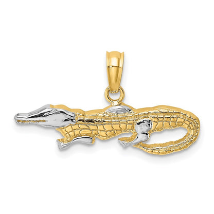 14k Yellow Gold w/Rhodium 2-D  Alligator Charm