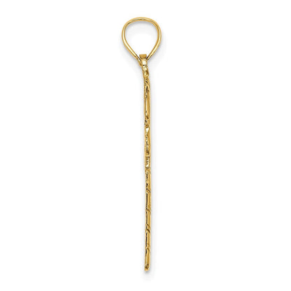 14k Yellow Gold Solid Polished Candy Cane Charm