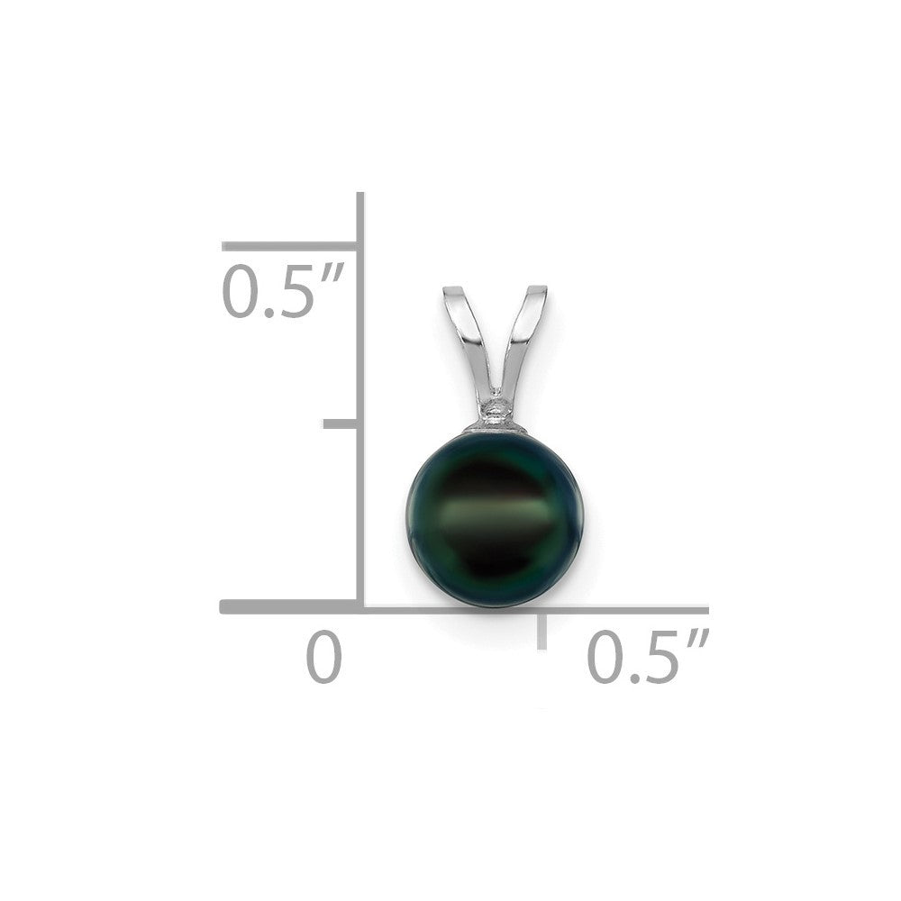 14k White Gold 6-7mm Round Black Akoya Saltwater Cultured Pendant