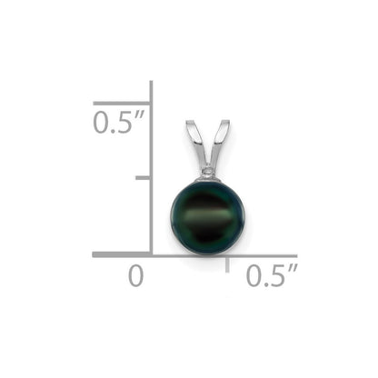 14k White Gold 6-7mm Round Black Akoya Saltwater Cultured Pendant