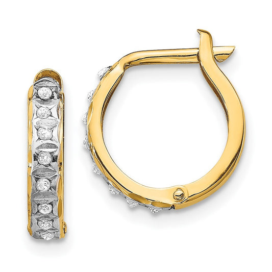 14k Yellow Gold Diamond Fascination Round Hinged Hoop Earrings Gift for Women