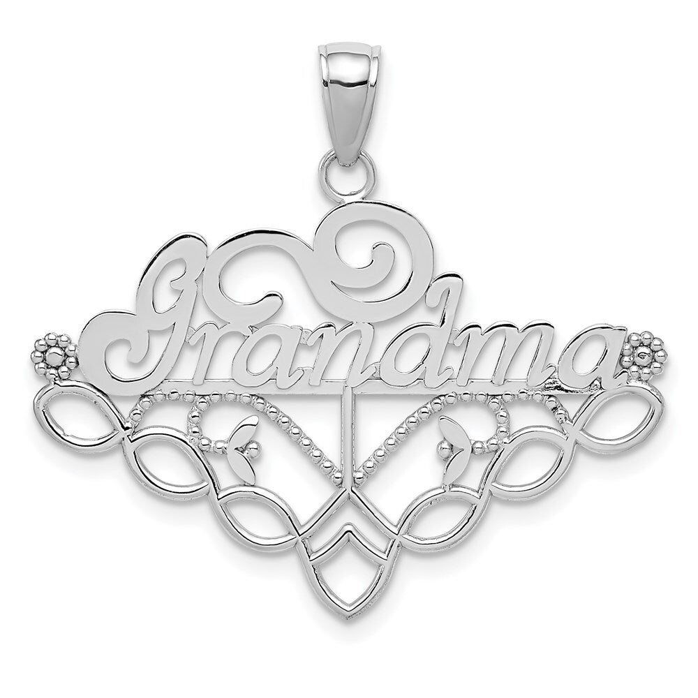 14k White Gold GRANDMA Birthstone Charm Pendant Holder Pendant for Women