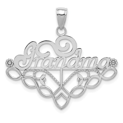 14k White Gold GRANDMA Birthstone Charm Pendant Holder Pendant for Women