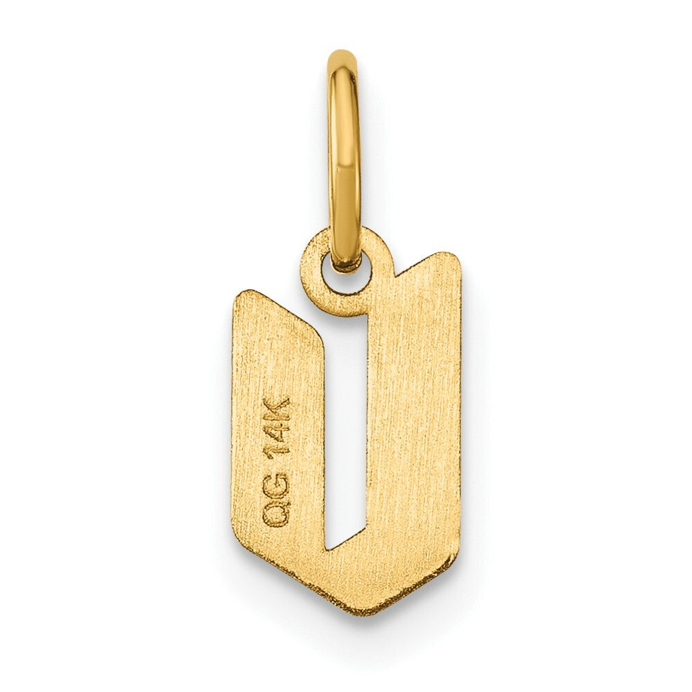 14k Yellow Gold Lowercase Letter V Initial Pendant for Women