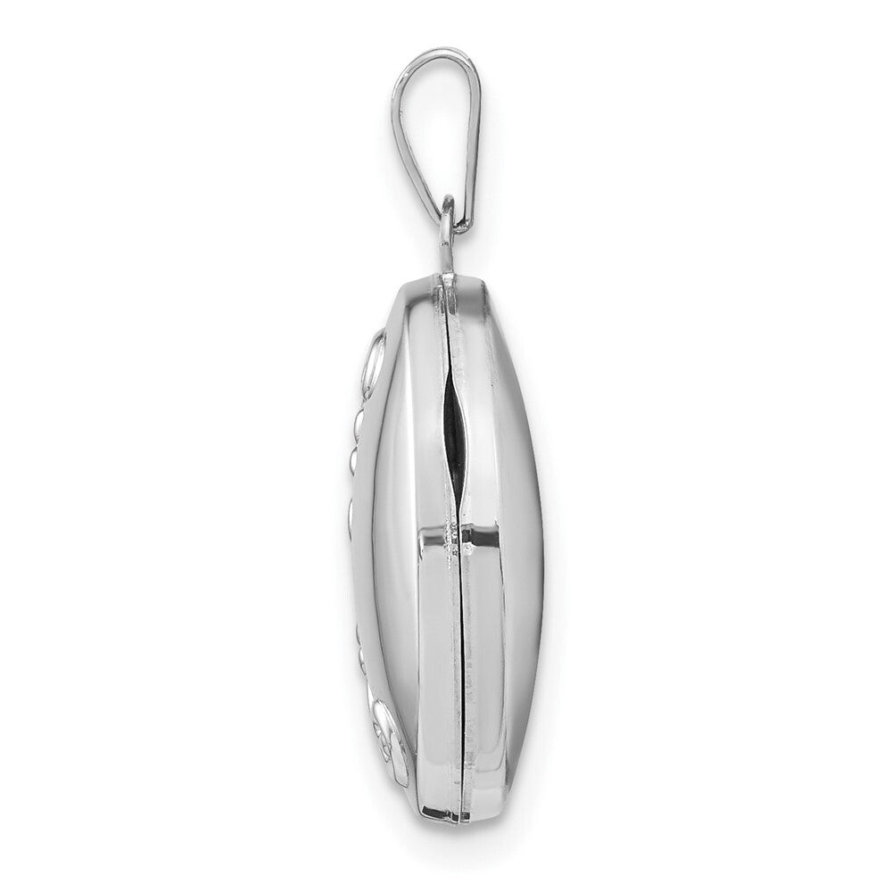 14k White Gold Floral Oval Locket Pendant for Women