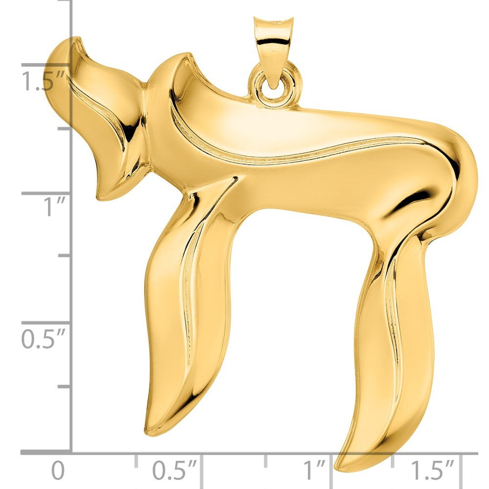 14k Yellow Gold Polished Solid Chai Symbol Pendant