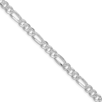 Sterling Silver Rhodium-plated 5.5mm Pav� Flat Figaro Chain
