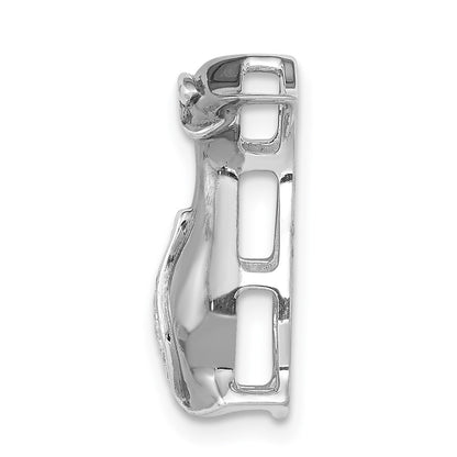 14k White Gold  Black Rhodium Diamond Penguins Chain Slide Pendant for Women