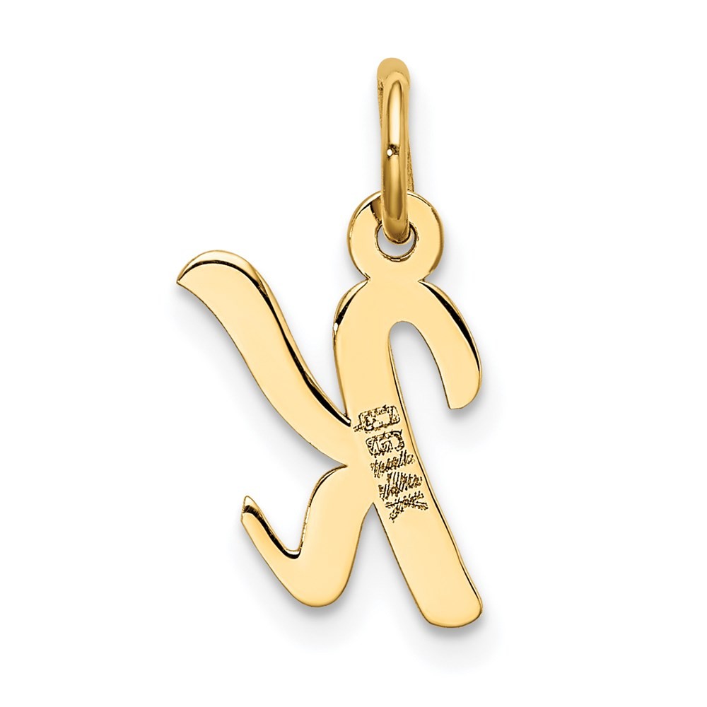 14k Yellow Gold Small Script Letter K Initial Charm Pendant