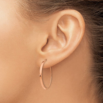 14k Rose Gold Wire Hoop Earrings