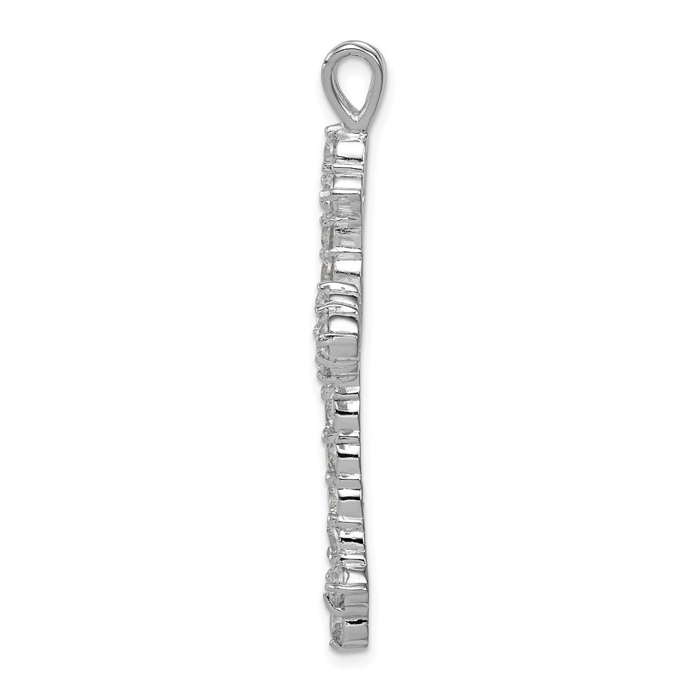 Sterling Silver Rhodium-plated Cubic Zirconia Cross Pendant