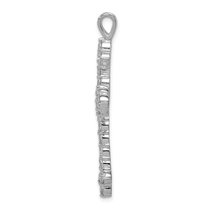 Sterling Silver Rhodium-plated Cubic Zirconia Cross Pendant