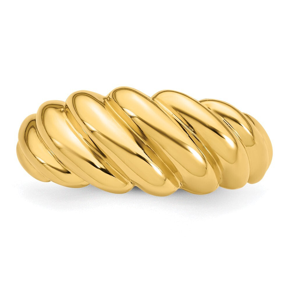 14K Yellow Gold Polished Twisted Domed Ring Size 7
