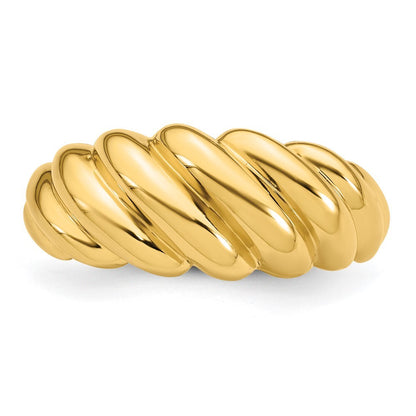 14K Yellow Gold Polished Twisted Domed Ring Size 7