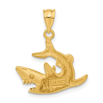 14k Yellow Gold Shark Pendant for Women