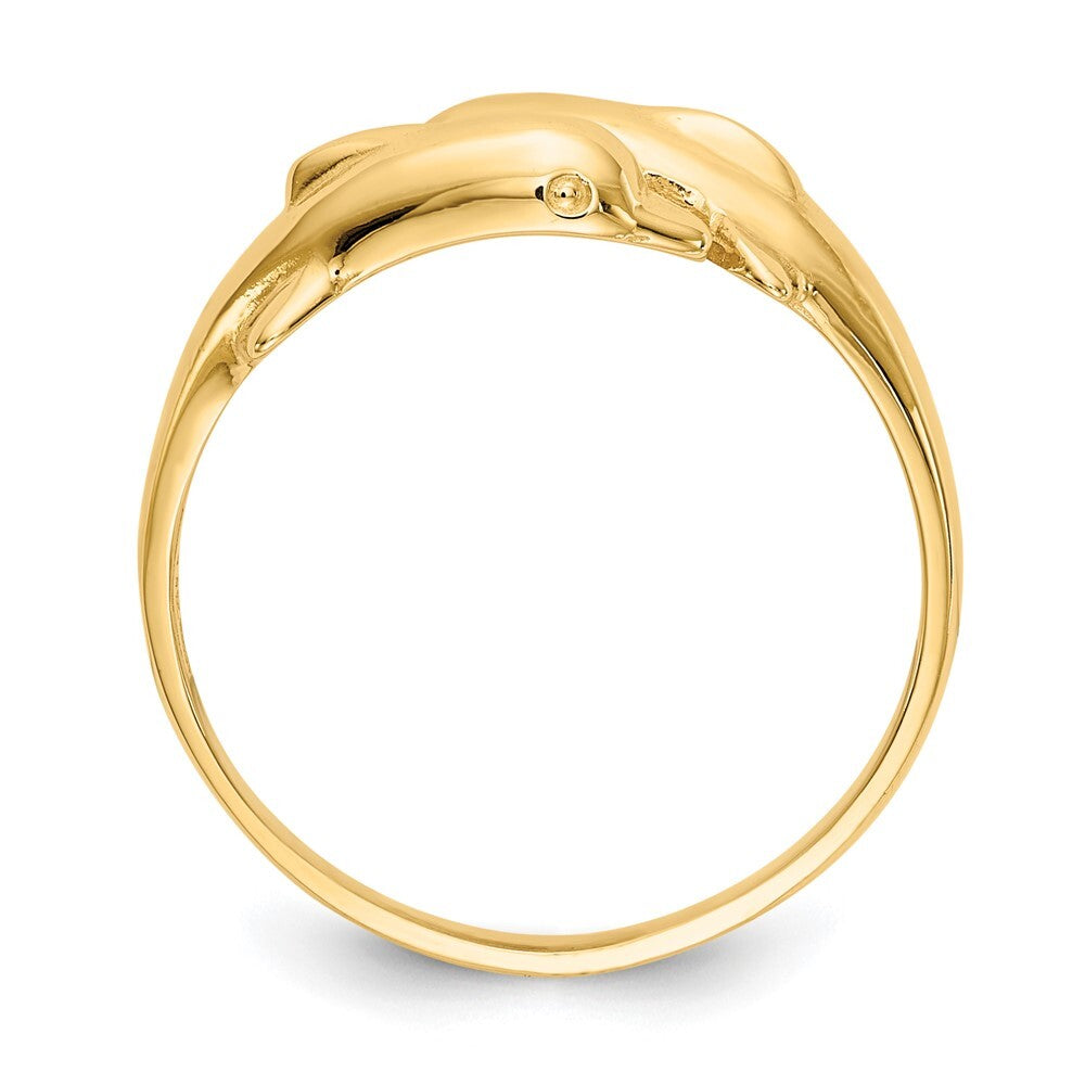 14K Yellow Gold Double Dolphin Ring
