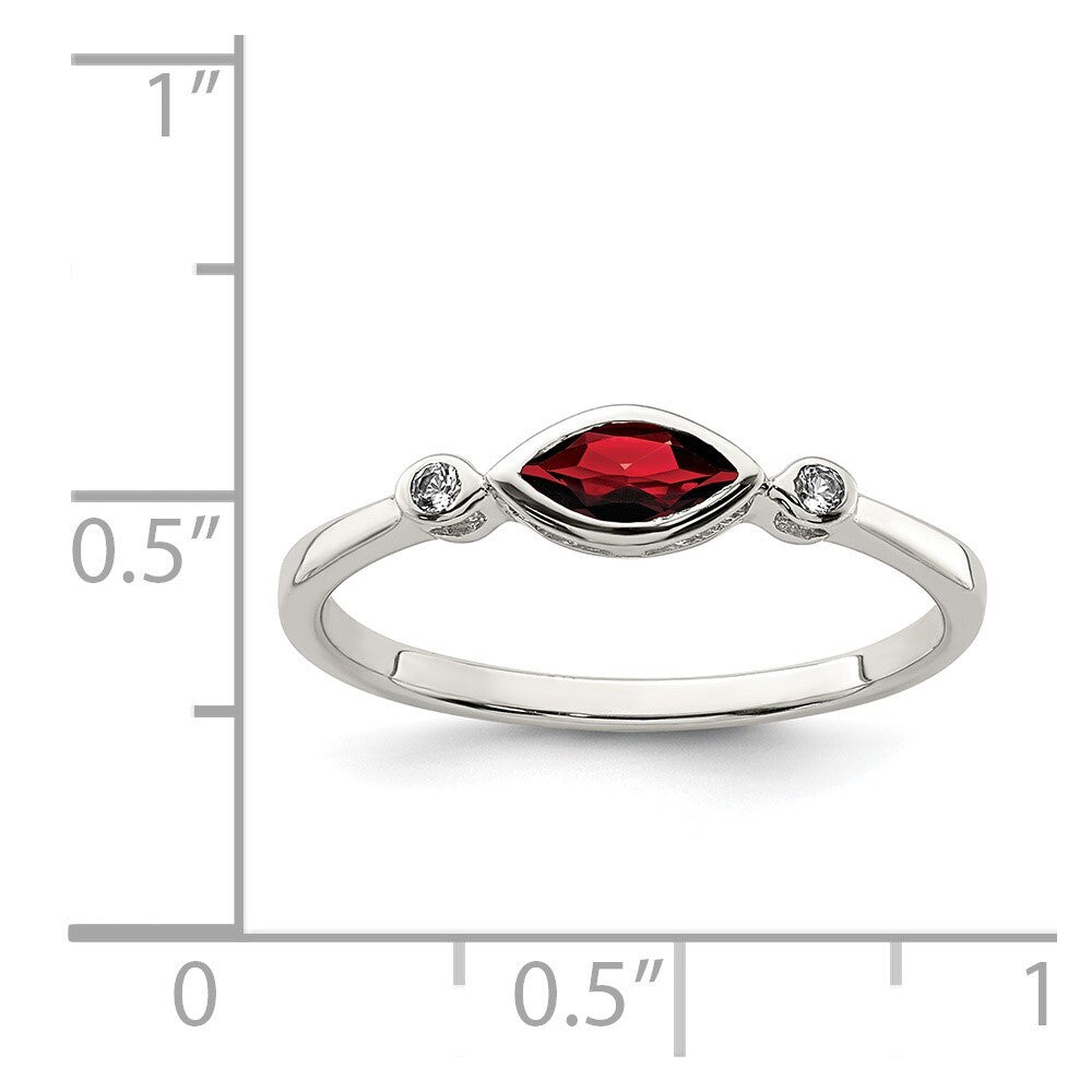 Sterling Silver Rhodium-plated Polished Garnet and White Topaz Ring Size 8