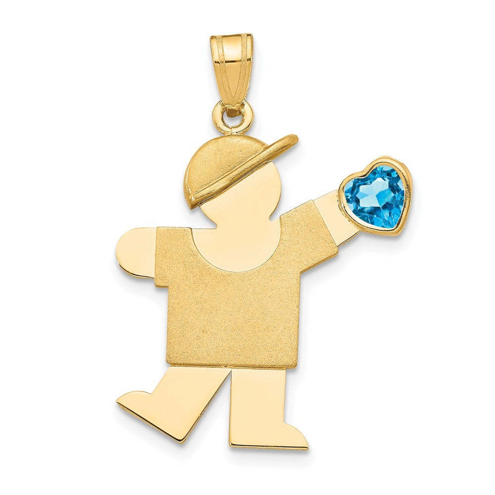 14k Yellow Gold Boy with Cubic Zirconia December Birthstone Charm