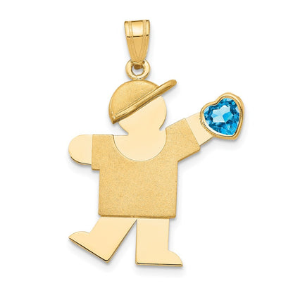 14k Yellow Gold Boy with Cubic Zirconia December Birthstone Charm
