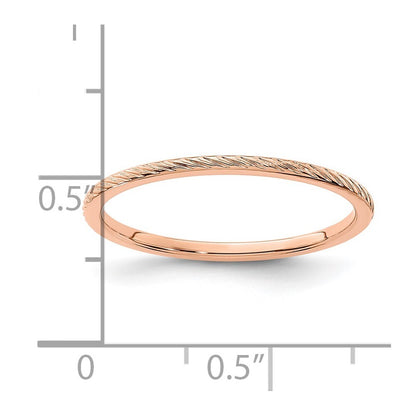 14K Rose Gold 1.2mm Twisted Wire Pattern Stackable Band Size 10