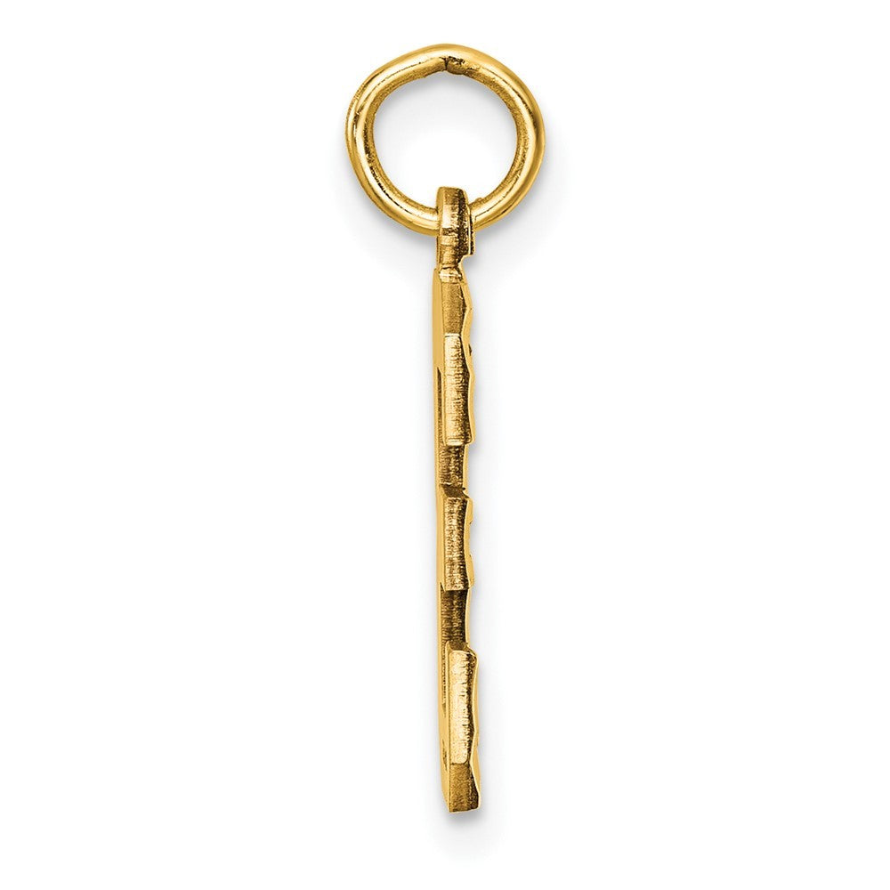 14k Yellow Gold Medium Diamond-cut Number 3 Charm