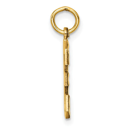 14k Yellow Gold Medium Diamond-cut Number 3 Charm