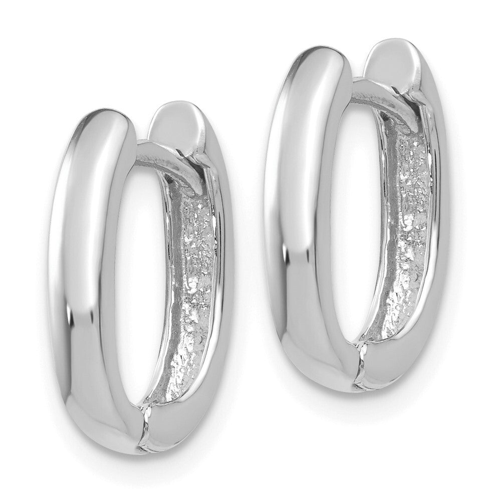 14k White Gold Oval Hinged Hoop Earrings Gift for Women