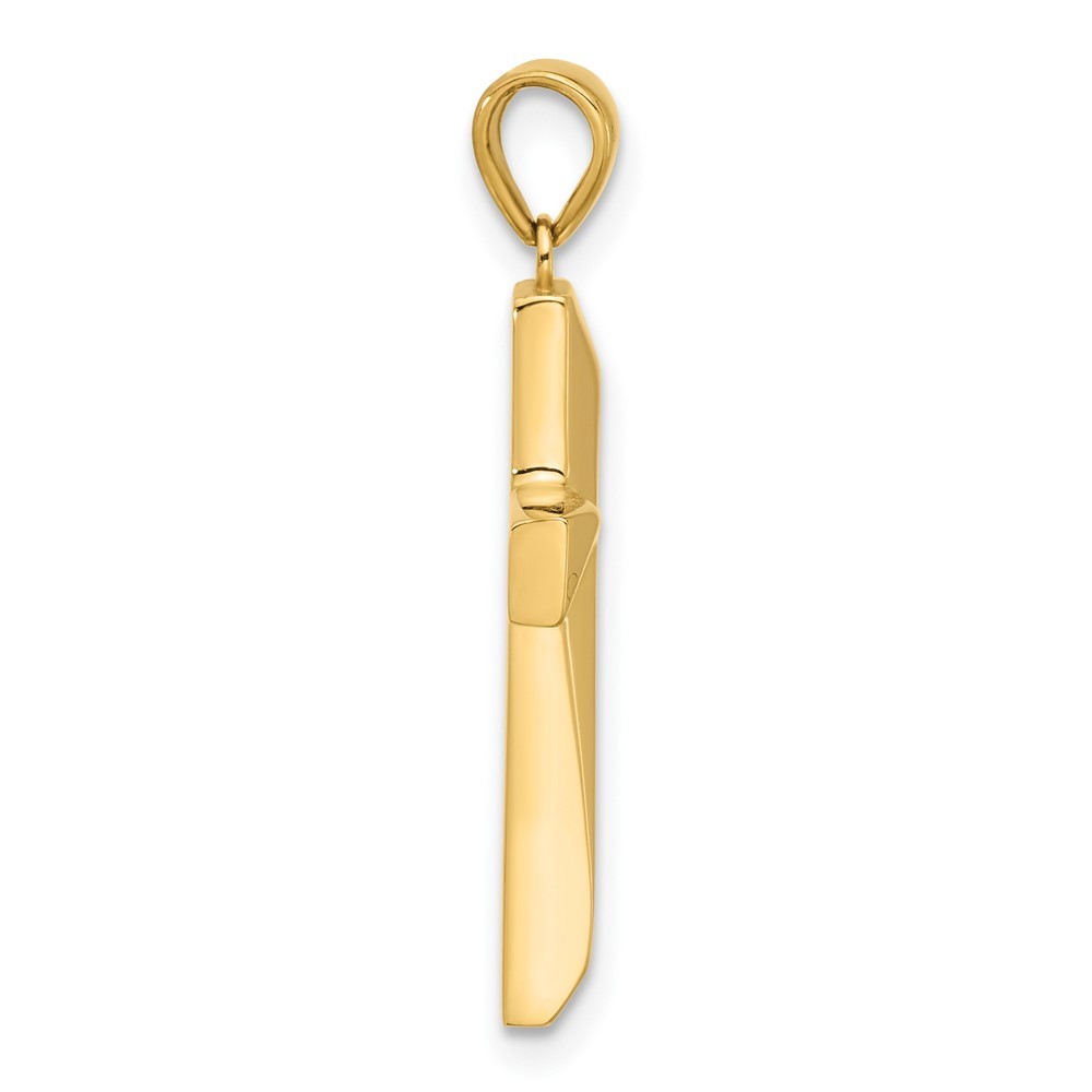 14k Yellow Gold Polished Cross Pendant