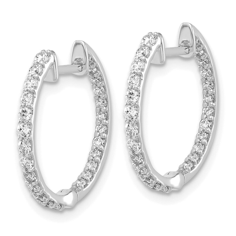 14k White Gold Diamond In/Out Hinged Hoop Earrings