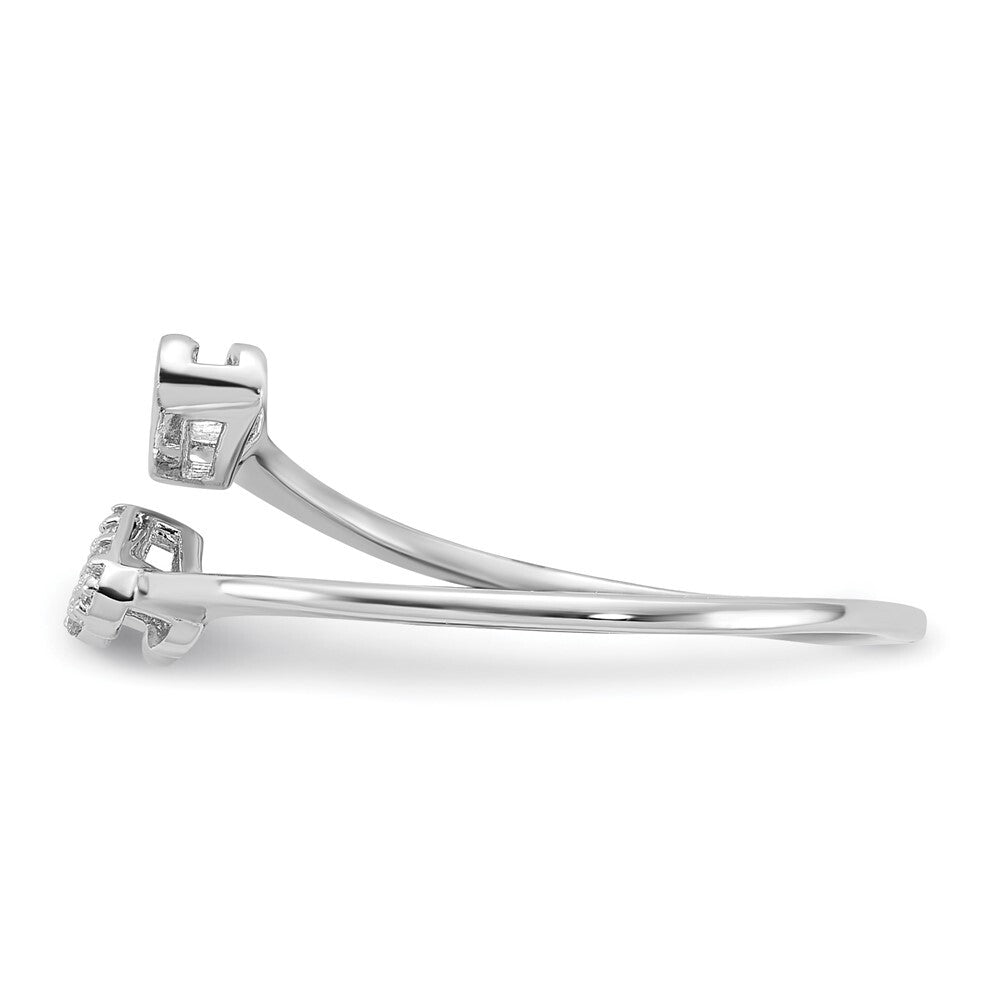 Sterling Silver Rhodium-plated CZ Double Heart Ring Size 7