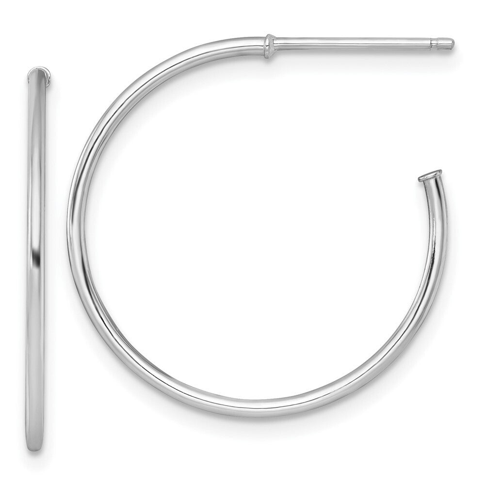 14k White Gold Polished 1.2 x 25mm Solid C-Hoop Earrings Gift for Women